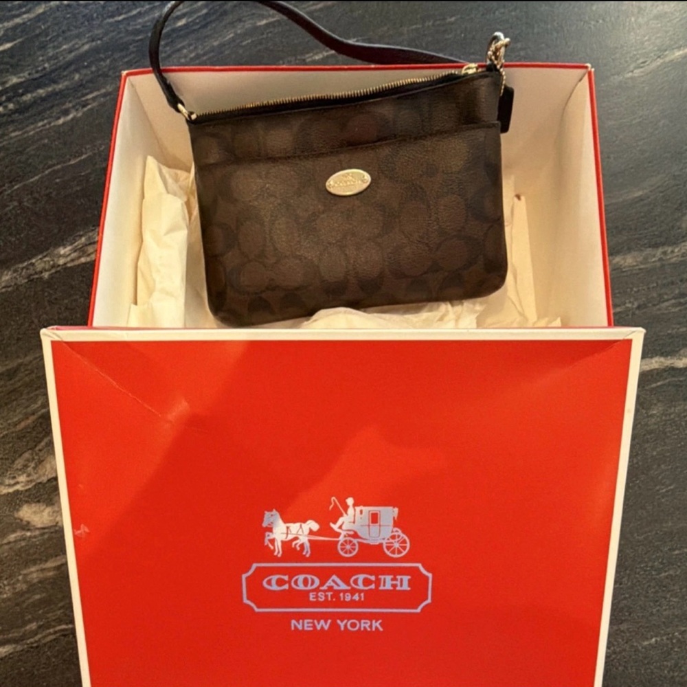 Coach Metallic Brown Wristlet